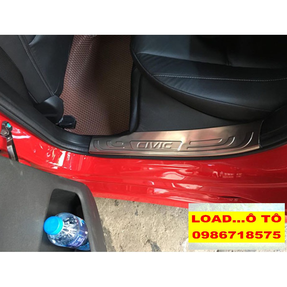 Ốp Bậc Cửa, Nẹp Bước Chân Trong Ngoài Honda Civic 2022-2019 Chất Liệu INOX Cao Cấp