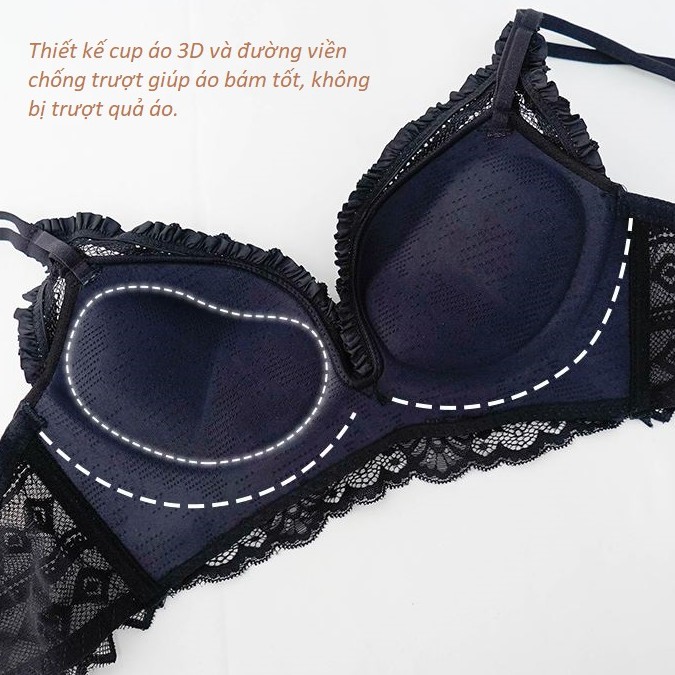 Áo Lót Ren Mềm Không Gọng Đệm Dày 4cm Nâng Ngực Thông Hơi B434