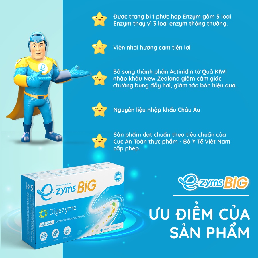 E-zyms Big - Bổ Sung Enzym Tiêu Hóa Cho Người Lớn, Giúp Ăn Ngon, Tăng Hấp Thu