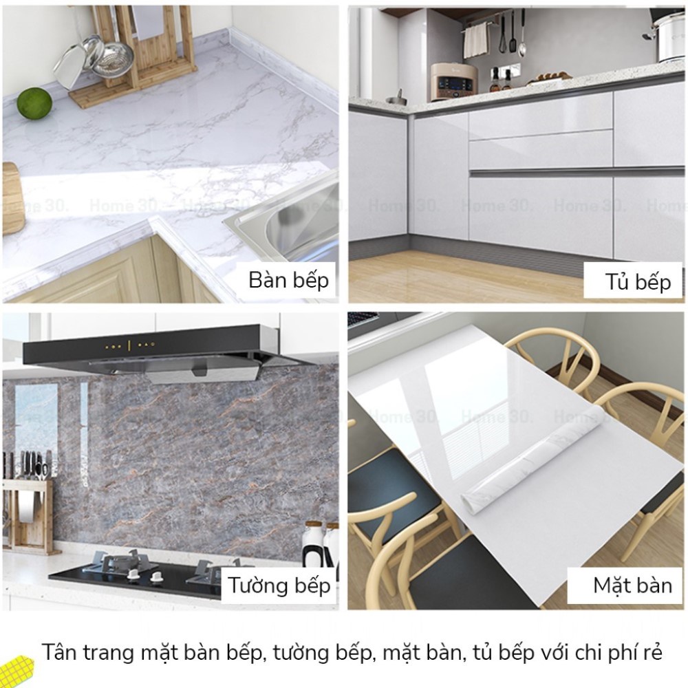 Decal dán bếp giả vân đá - Giấy dán tường bàn học 3D chịu nhiệt, chống nước, chống dầu mỡ dễ dàng lau chùi