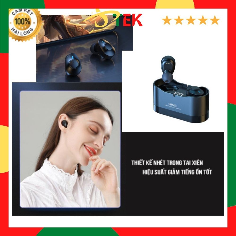 Tai nghe Bluetooth TWS Remax Earbuds TWS-22 V5.0, tai nghe không dây âm thanh chuẩn bass hay - Hàng chính hãng
