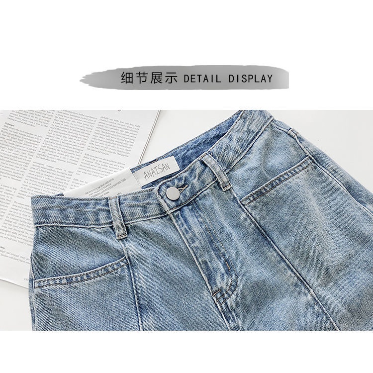 Quần Jeans Dài Ống Rộng Lưng Cao Thời Trang Retro Cho Nữ
