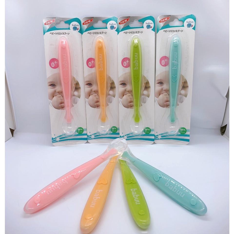 Thìa ăn dặm Silicon Babuu xuất Nhật