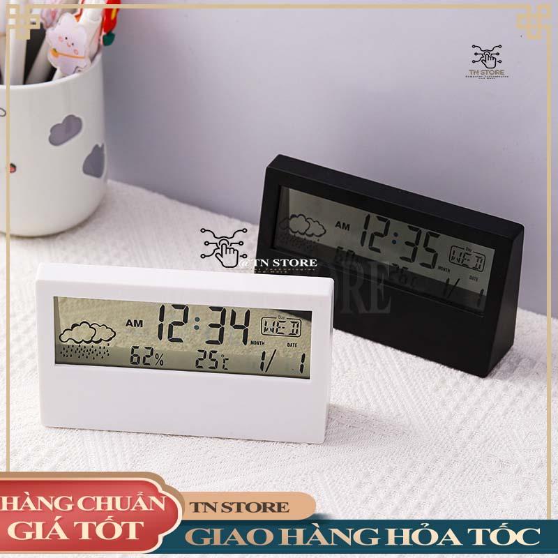 Đồng hồ để bàn trong suốt decor bàn cực cute màn hình điện tử có độ ẩm nhiệt độ TN DHDB