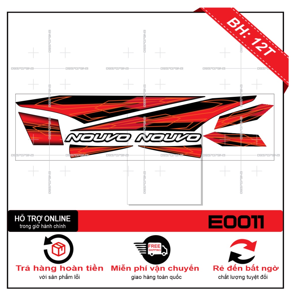 TEM XE NOUVO 2,3 ZIN ĐỎ ĐEN -- SHIN DECAL 2