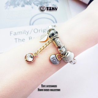 Vòng tay, charm pha lê đính cườm phong cách Handmade thép titan không dị ứng, không rỉ