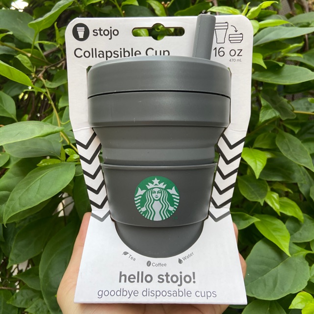 STARBUCK CHÍNH HÃNG- Ly xếp gọn 16OZ Stojo Tumbler - Carbon