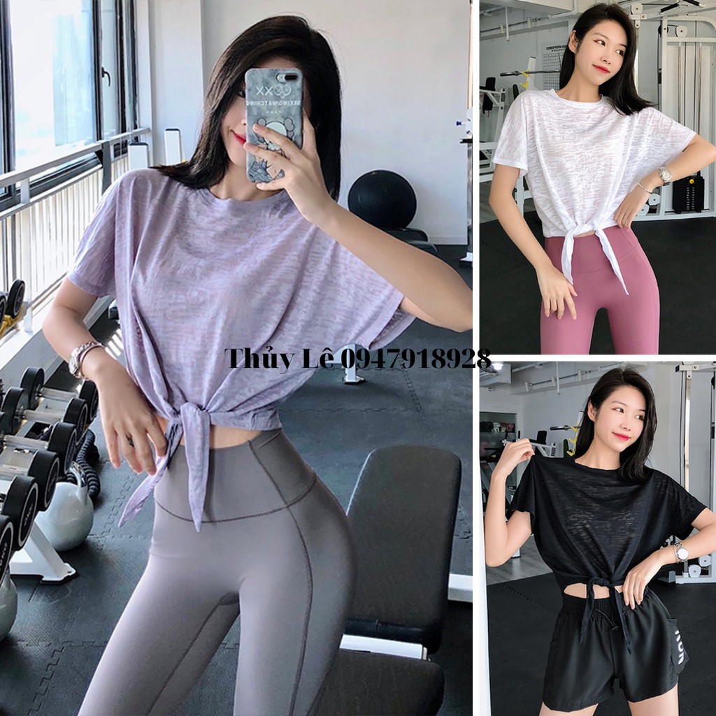 Áo croptop Thể Thao dáng rộng buộc vạt Thiết Kế Năng Động, thoáng mát, dễ chịu