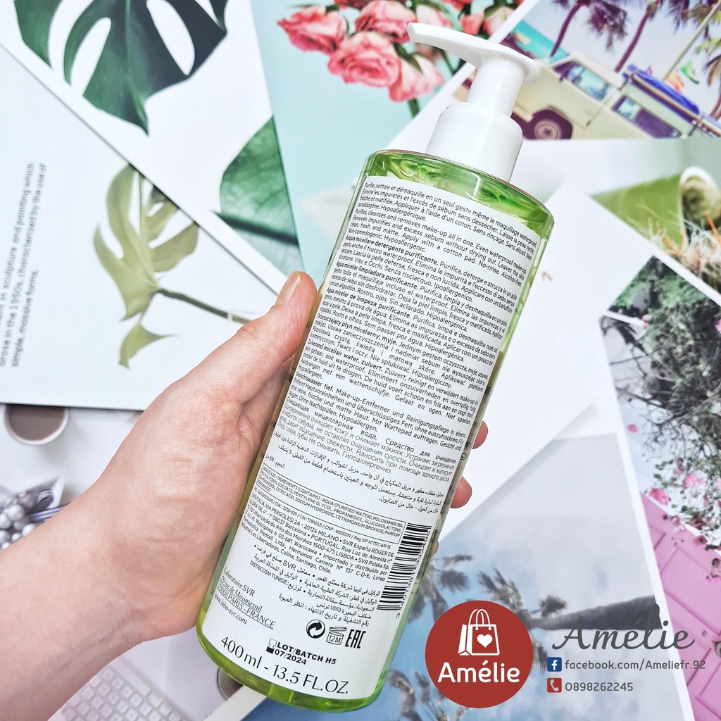 TẨY TRANG dành cho da dầu mụn SVR Sebiaclear Purifying Micellar Water chứa Gluconolactone làm mịn da