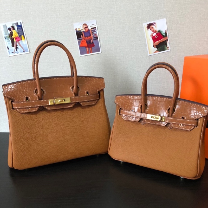 Túi xách nữ da thật cao cấp thương hiệu thời trang Hermes HM Birkin size 25 và 30 bản khoá vàng