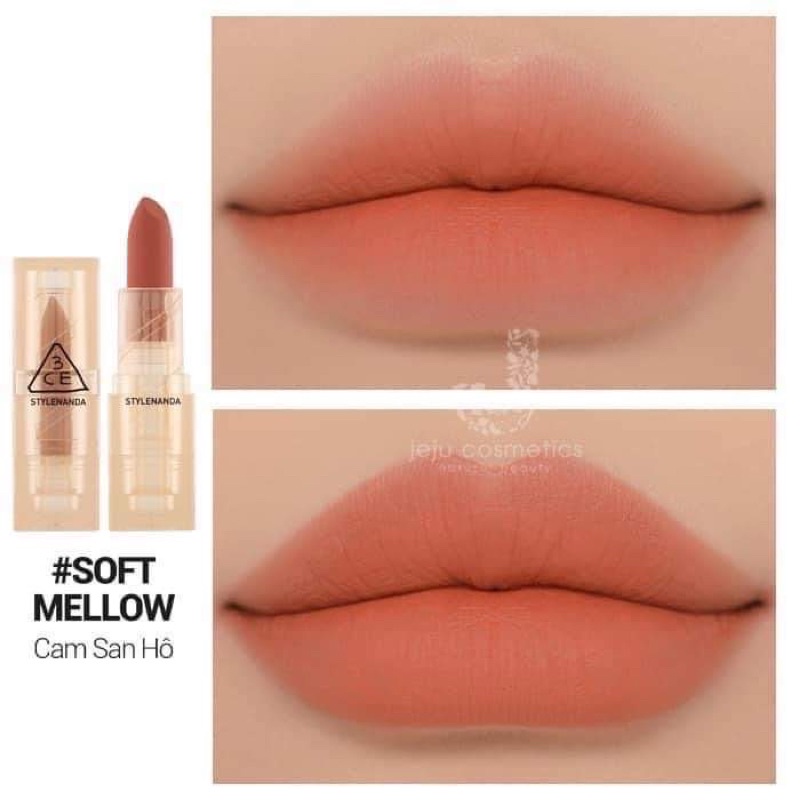 Son 3CE Soft Mellow – Cam San Hô Soft Matte Lipstick