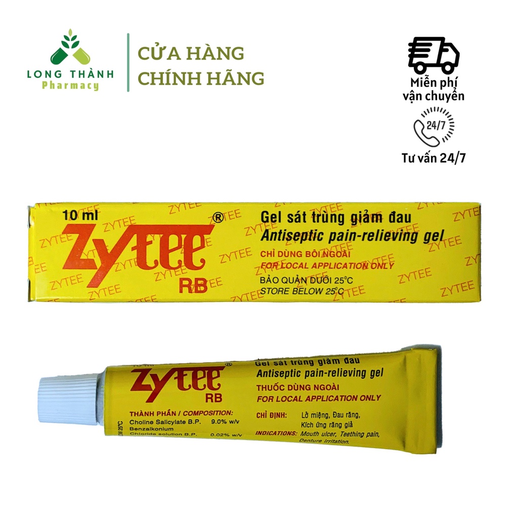 Zytee - Gel sát trùng giảm đau cho nhiệt miệng, lở miệng, đau răng, viêm lợi, kích ứng răng giả - tuýp 10ml