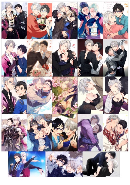 Hộp 30 lomo card victuuri couple yuri!!!on lce