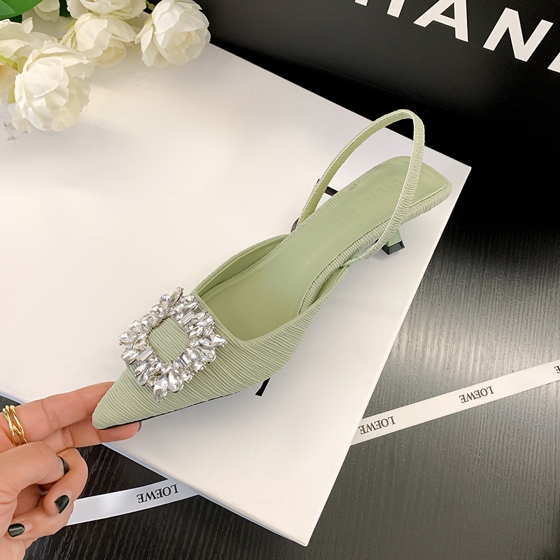 Giày Cao Gót Mũi Nhọn Đính Đá Thời Trang Mùa Hè 2022 Mới Cho Nữ