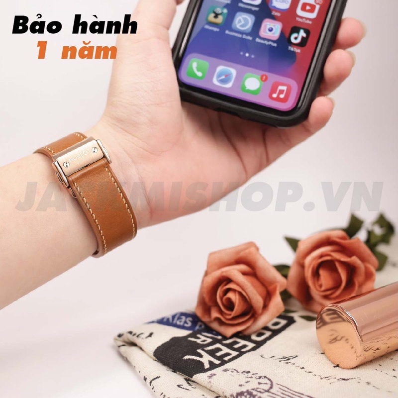 [BẢO HÀNH 1 NĂM] Dây Da BÊ SWIFT Màu Nâu Khoá Hublot cho Apple Watch series 1/2/3/4/5/6/7