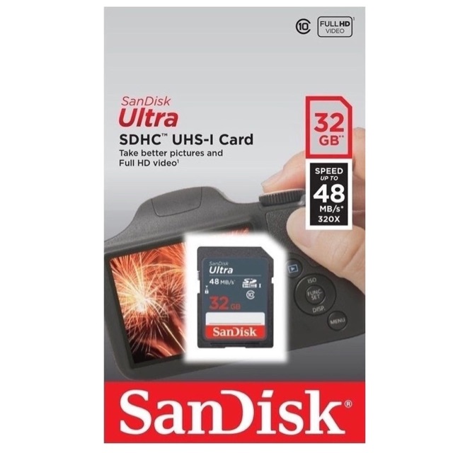 Thẻ nhớ SDHC SanDisk Ultra 320x 32GB Class 10 UHS-I 48MB/s (Xám) | BigBuy360 - bigbuy360.vn