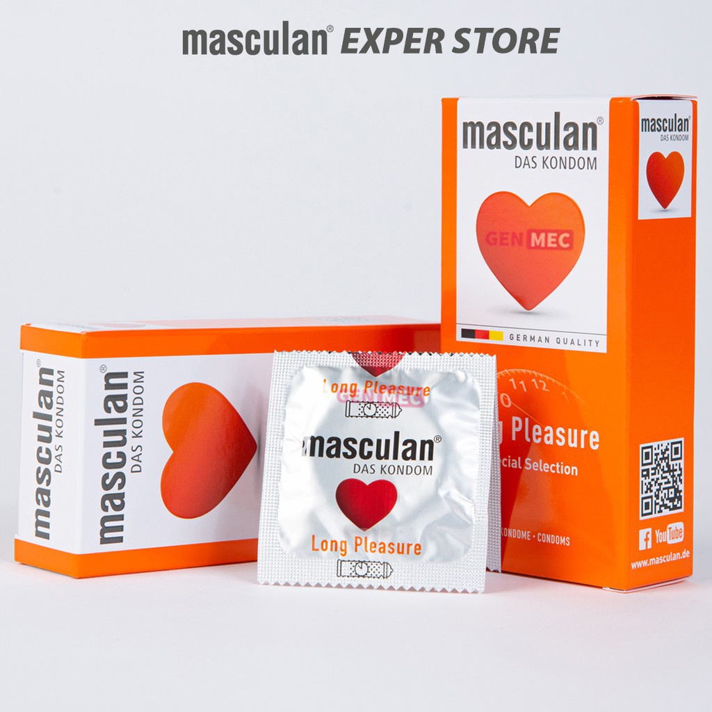 Bao cao su Masculan Long Pleasure, bcs siêu mỏng có gân và chấm hạt kéo dài thời gian