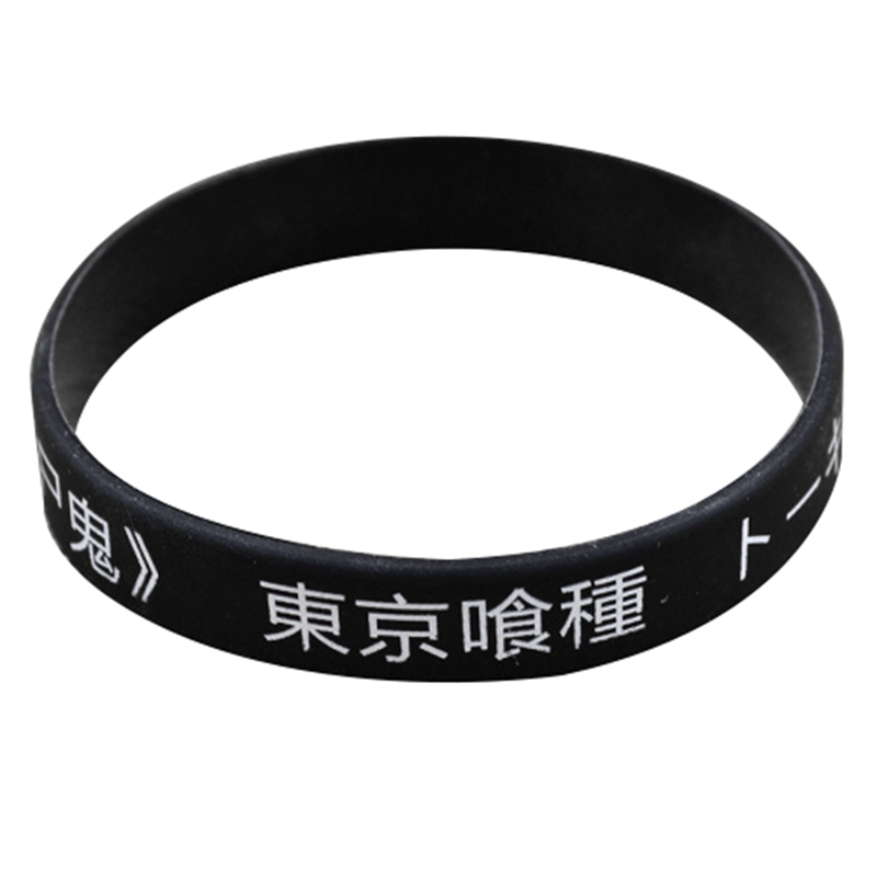 flowersqueen Vòng đeo tay cao su mặt khắc họa tiết chữ Tokyo Ghoul đơn giản