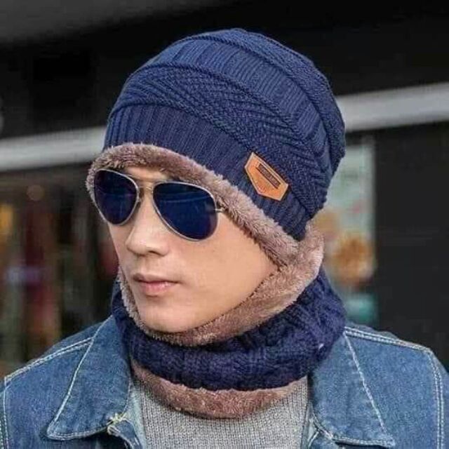MŨ LEN KÈM KHĂN QUÀNG CỔ, dành cho cả năm và nữ