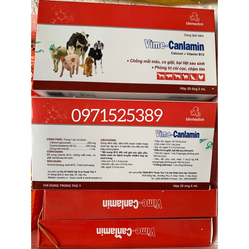 1 ống 5ml Canxi + Vitamin B12 - dùng tốt cho gà cảnh, gà chọi, chó, mèo, heo, trâu, bò, dê, cừu