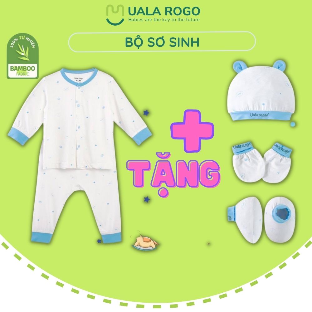 Quần áo sơ sinh bé trai bé gái Uala rogo TẶNG set mũ bao tay chân 0-3 tháng vải sợi tre Bamboo fabric mềm mịn 2026