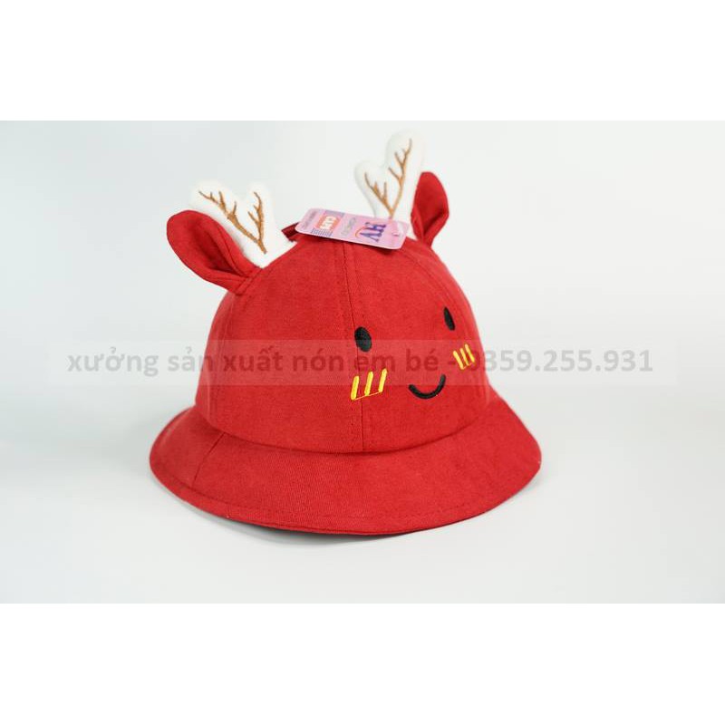Nón cho bé , mũ trẻ em bucket rộng vành hình CHÚ HƯƠU vải NHUNG mềm êm