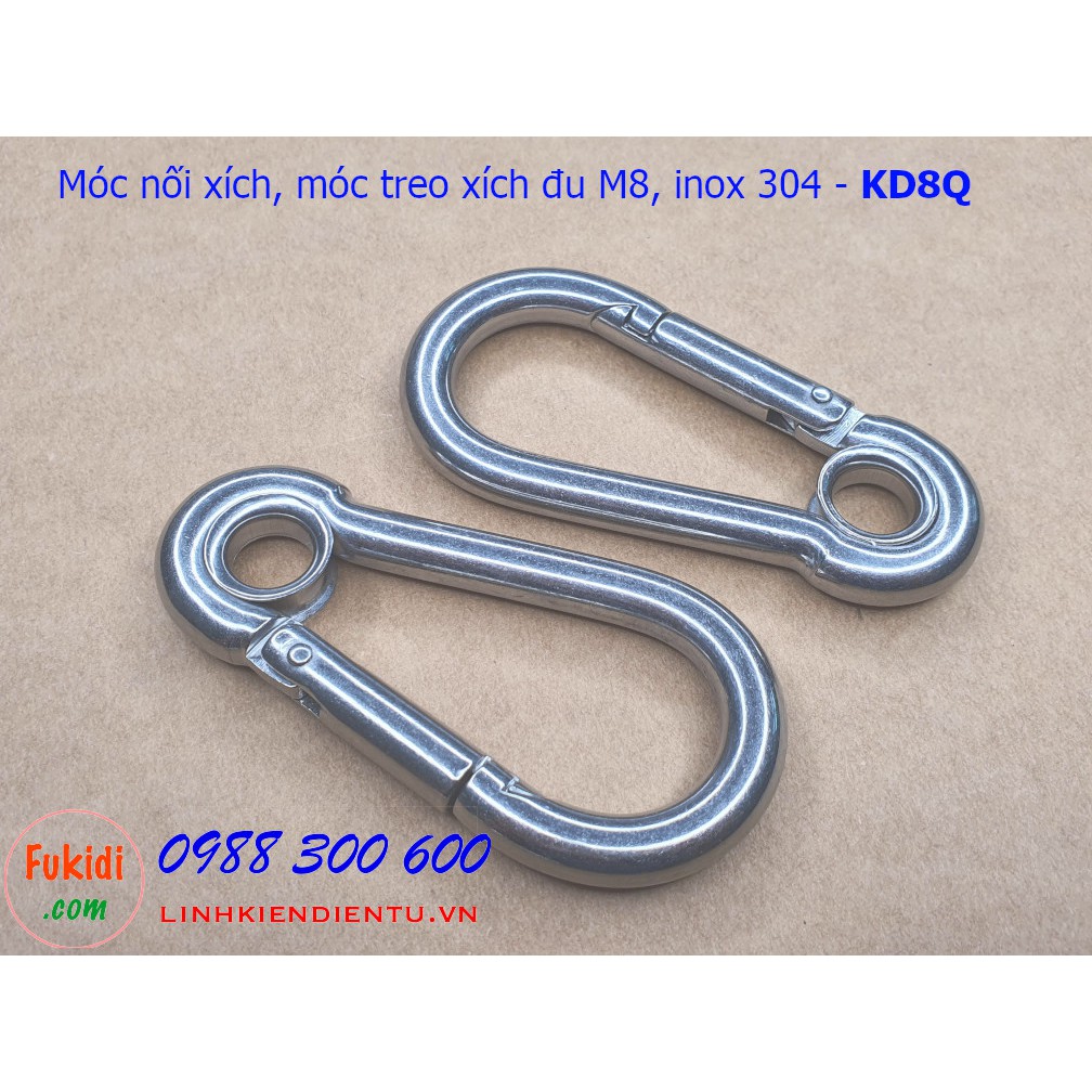 Móc treo xích đu, móc nối dây xích inox 304, kích thước M5, M6, M8 - model KD5Q, KD6Q và KD8Q