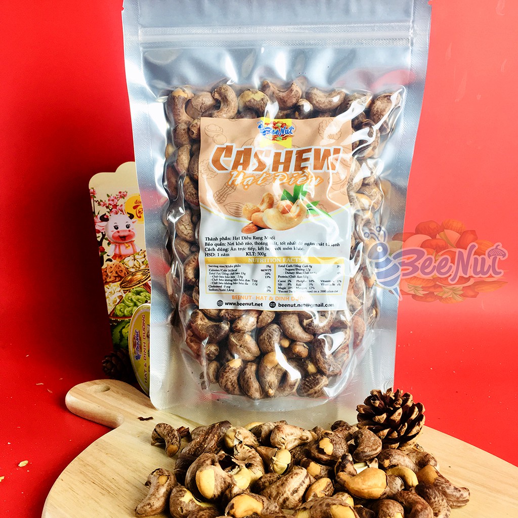 Hạt điều rang muối Bình Phước (1KG) (Combo 2 phần 500g) Hột điều lụa rang loại 1 Hạt dinh dưỡng BeeNut