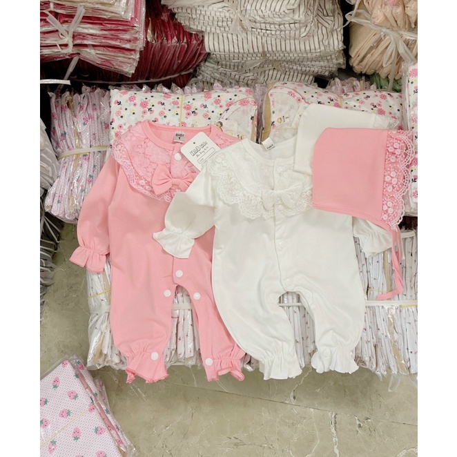 Body ren trơn kèm mũ cho bé gái