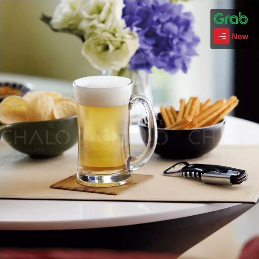 [Made in Thailand] Ly bia thủy tinh có quai Ocean Lugano Beer Mug 330ml - P00740