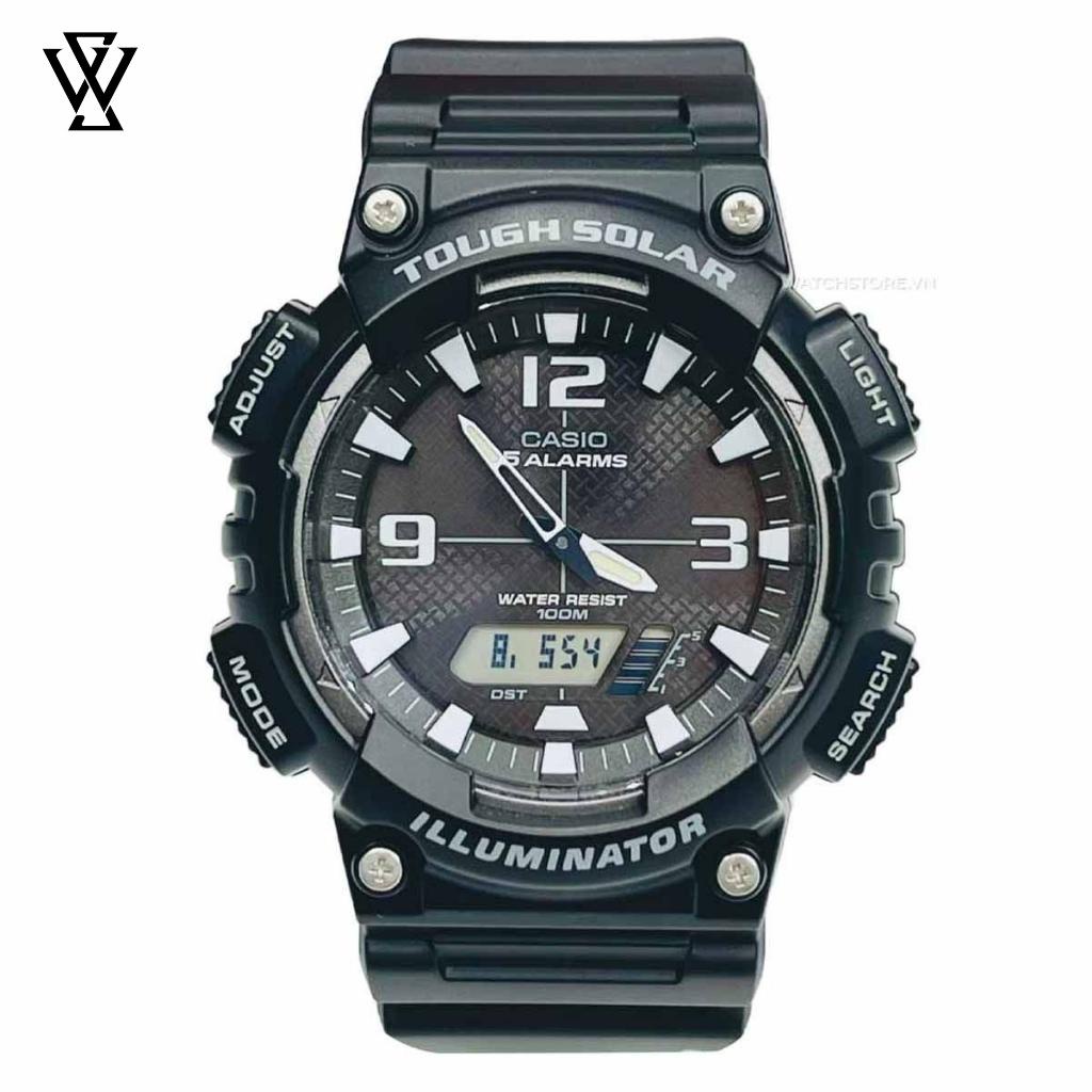 Đồng Hồ Năng Lượng Mặt Trời Nam Casio WATCHSTORE AQ-S810W-1AVDF, Kính Nhựa 46.6mm, Màu Đen Cá Tính Thời Thượng