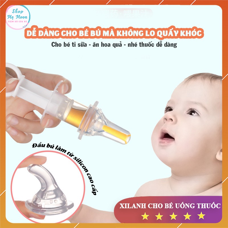 Dụng cụ ống bơm xilanh cho bé uống thuốc, sữa, nước hoa quả đầu silicon mềm