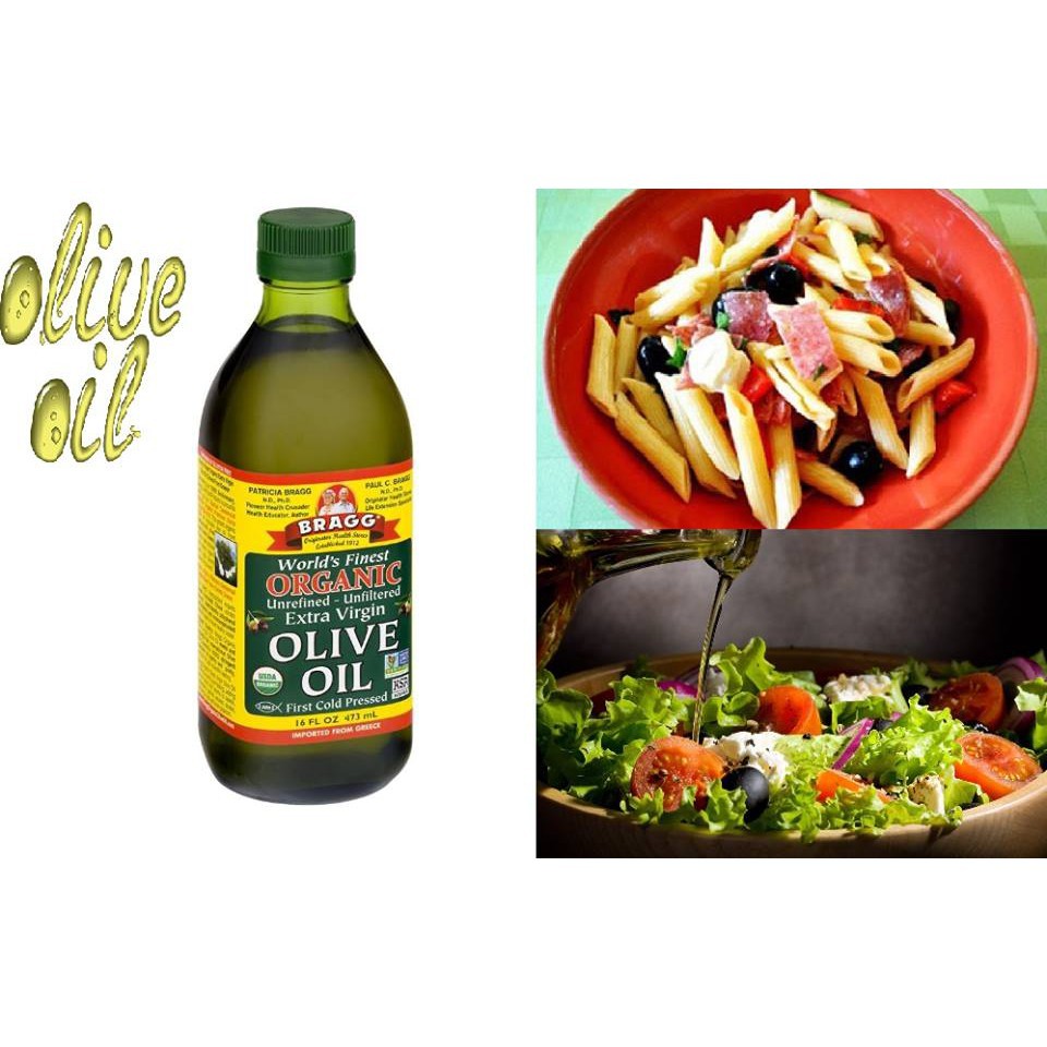 Dầu Oliu Hữu Cơ / Dầu Olive Ép Lạnh Hữu Cơ Bragg Organic Extra Virgin Olive Oil, Chứng nhận Hữu cơ Mỹ, EU