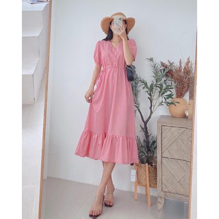 Váy hồng rút eo