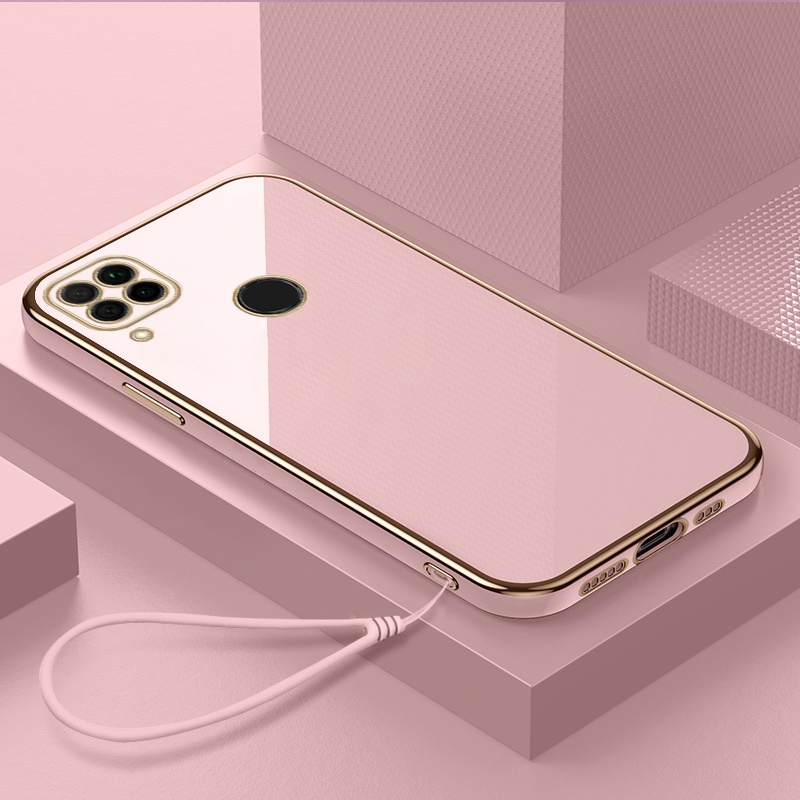 Ốp Điện Thoại Viền Mềm Sang Trọng Kèm Dây Đeo Cho Realme C15 C11 C21Y C12 C25 C21 C20 C25 C25Y C31 C35 2021 2020