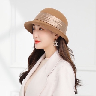 Mũ dạ vành viền nơ lụa