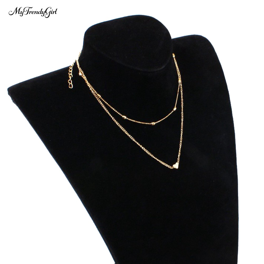 Colar Multicamadas Com Contas / Coração / Bijuteria | [NE] Necklace Multilayer Beads Heart Charm Jewelry YR