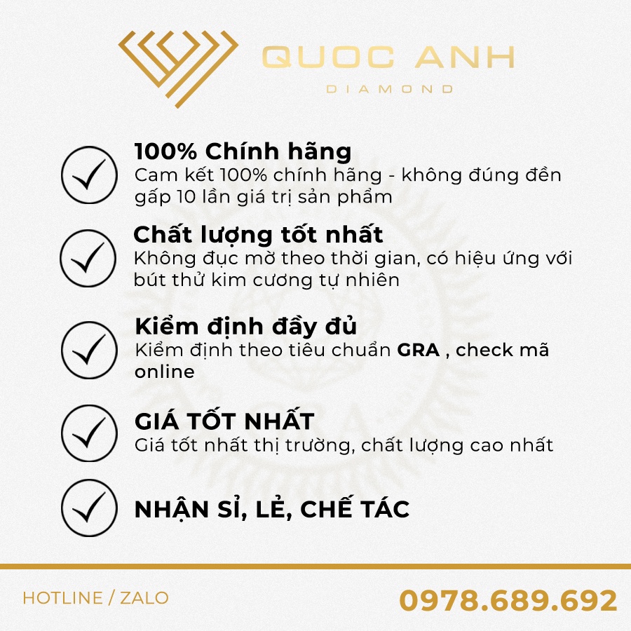 (Size 8ly) Kim cương nhân tạo Mỹ Moisanite, hàng chính hãng đầy đủ kiểm định nước D, độ sạch FL