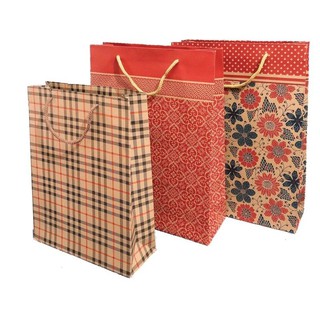 Sét 10 túi giấy đựng quà Kraft cỡ đại có quai in họa tiết đẹp(giao mẫu ngẫu nhiên)