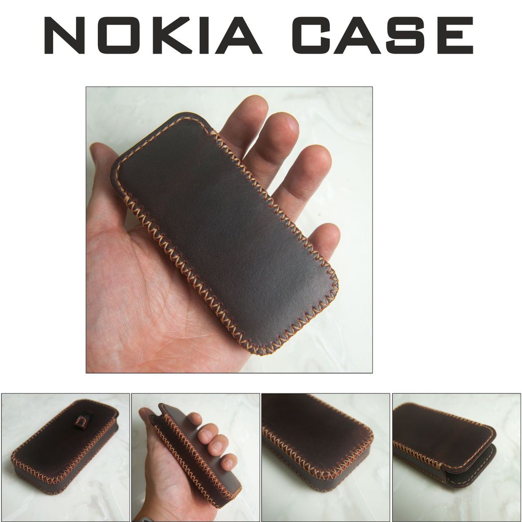 Bao da điện thoại dáng hộp cho các dòng máy Nokia cổ điển, đồ da thủ công chất liệu da bò thật - ASBD05002