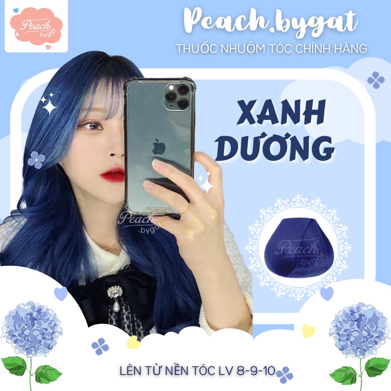 Thuốc nhuộm tóc XANH DƯƠNG không cần thuốc tẩy tóc của Peach.bygat