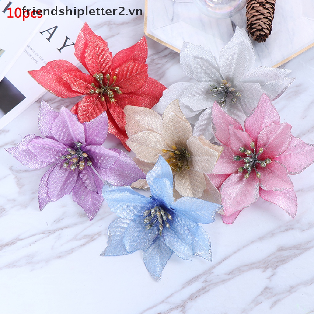 Bộ 10 Bông Hoa Giả Trang Trí Cây Thông Giáng Sinh