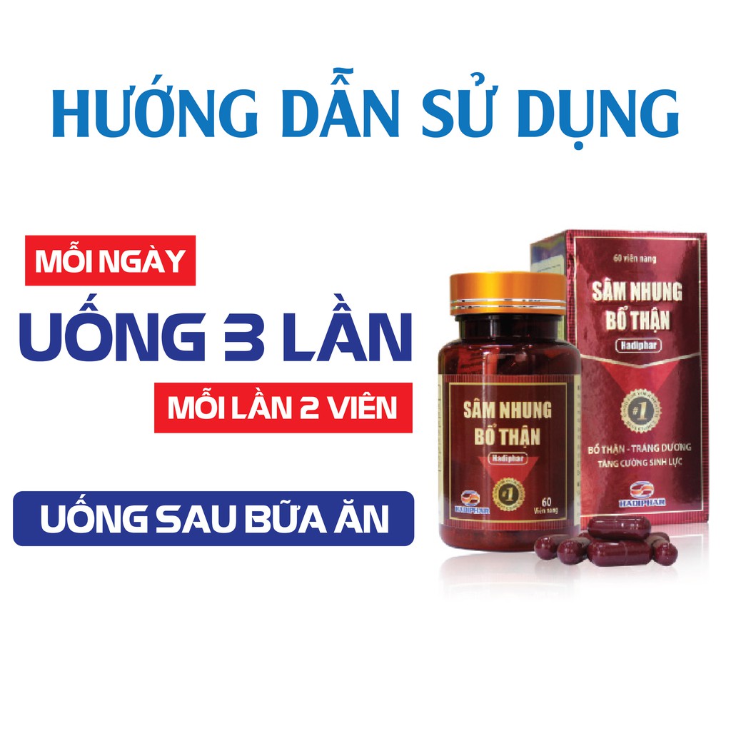 Viên uống tăng cường sinh lý sâm nhung bổ thận Hadiphar (60 viên)