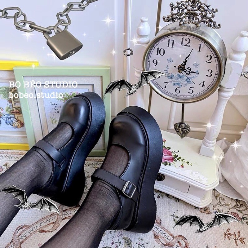 (HÀNG ORDER) GIÀY ULZZANG MARY JANE ĐẾ BỰ 4.5CM - LEATHER SPONG MARY JANE SHOES