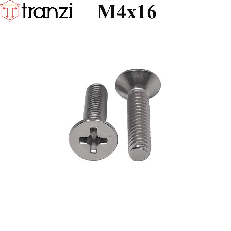Vít bake đầu bằng thân bu lông inox 304 M4x16 - túi 10 cái