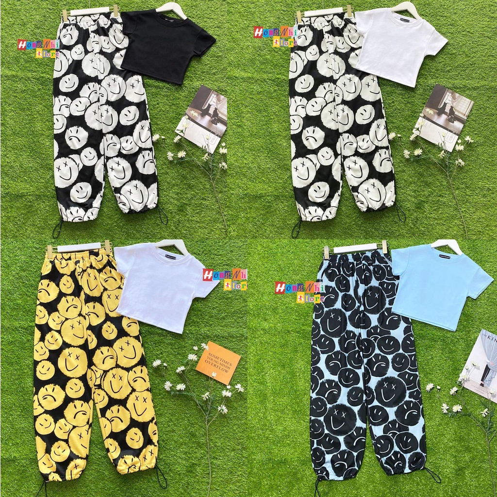 Quần Jogger 3D Mặt Cười Ulzzang Unisex Jogger Loang Màu Dây Rút Lai Ống Rộng V2 - MM