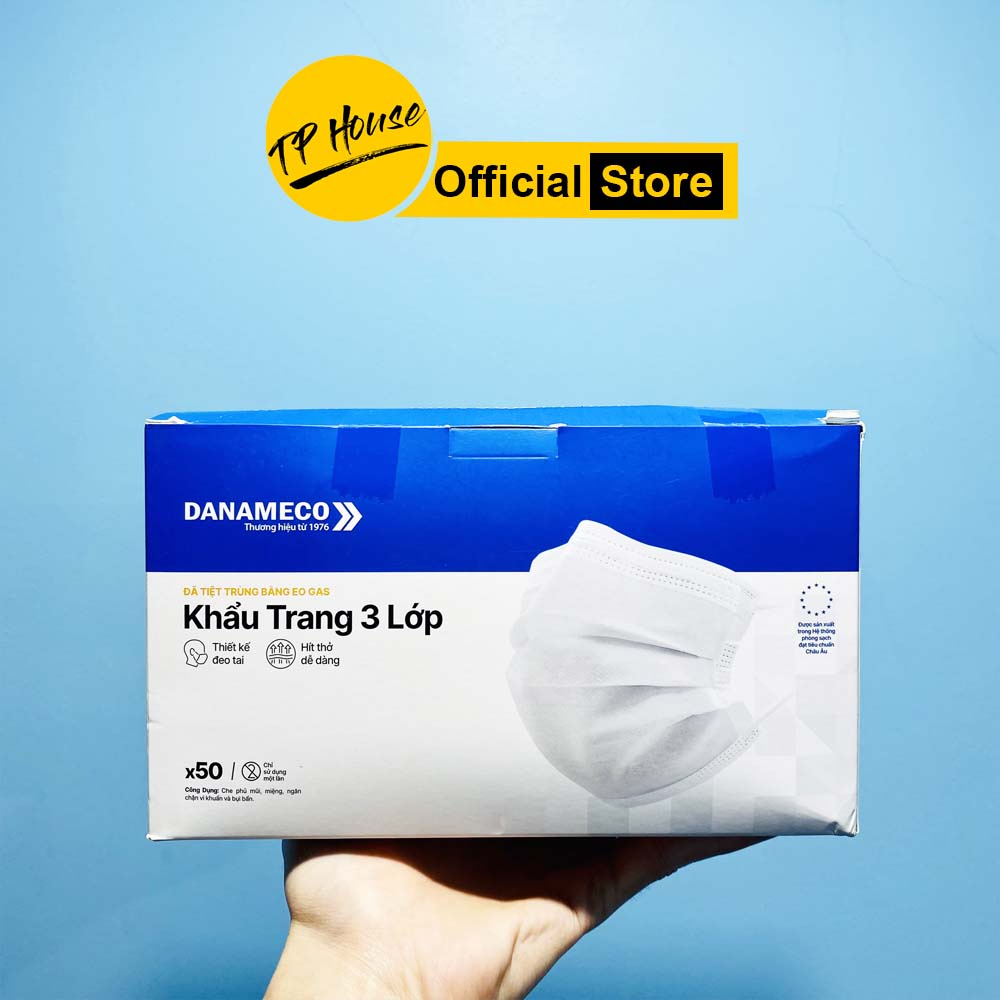 Khẩu Trang Y Tế Kháng Khuẩn Danameco Đã Tiệt Trùng Bằng EO GAS Loại 1 Túi 1 Chiếc Hộp 50 Chiếc
