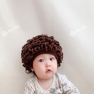Mũ len tóc giả móc tay cho bé yêu