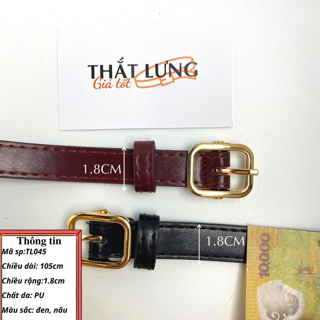 [Mã FASHIONMON194 giảm 10K đơn 20K] Thắt Lưng Da Nữ Mặt Vuông Vàng Bóng TL405