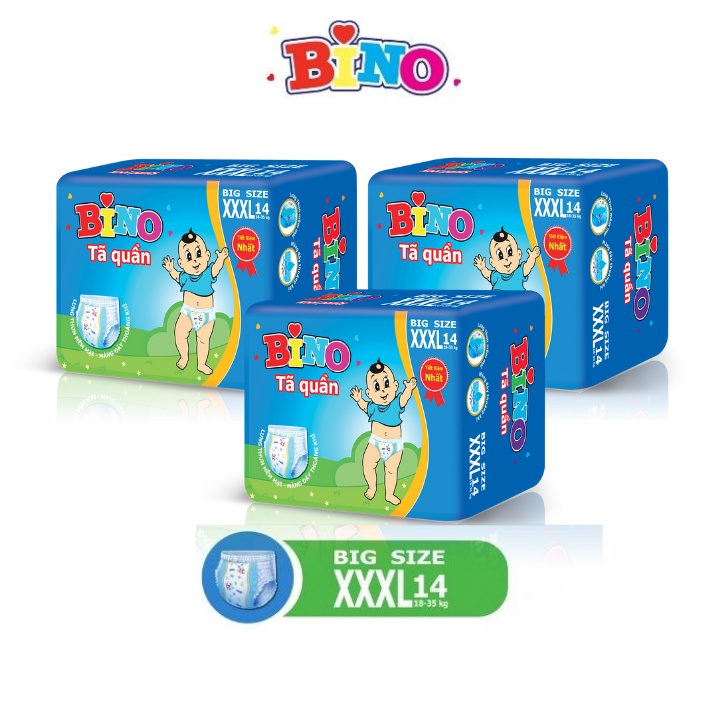 Combo 3 bịch Tã quần Bino Sumo XXXL14 miếng (18-35kg)